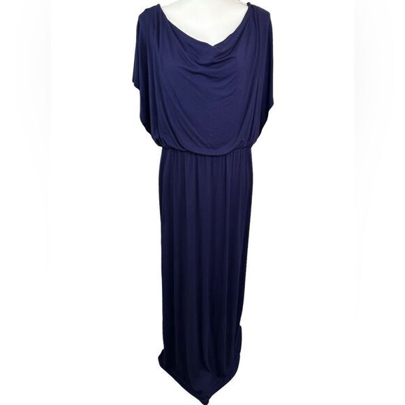 C. Wonder Elastic Waist Navy Indigo Blue Maxi Dress Women's Size Large - Picture 1 of 10